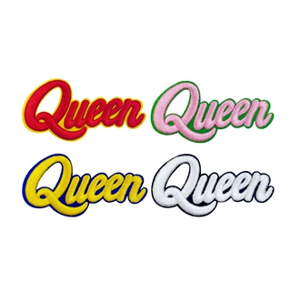 新款Queen字母立体绣刺绣补丁贴背胶熨烫diy款式现货