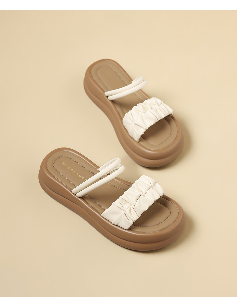 Dép sandal nữ xỏ ngón đế dày phong cách Hàn Quốc — M709 Màu be chi tiết 19