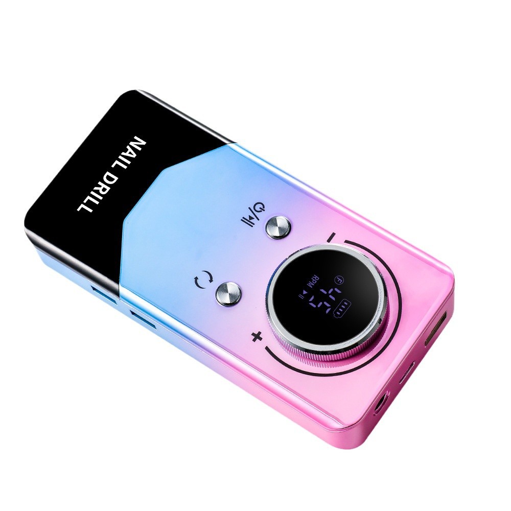 Nueva amolador de uñas de almacenamiento eléctrico de 45000 rpm con base portátil herramienta de pulido de uñas profesional