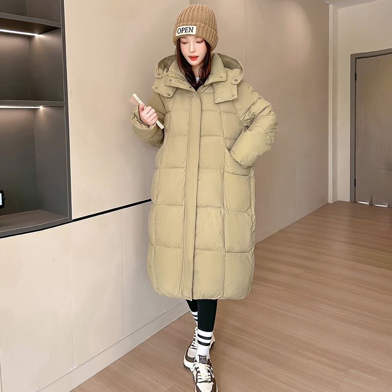俄罗斯大码冬季加厚长款过膝宽松版棉服时尚新款保暖女连帽外套|undefined