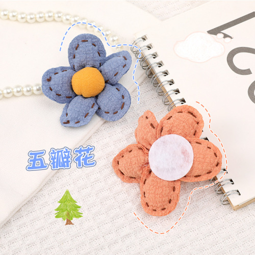 Japanese and Korean style chiffon five-petal flower brooch cartoon animal jewelry accessories diy pendant cute bag jewelry accessories