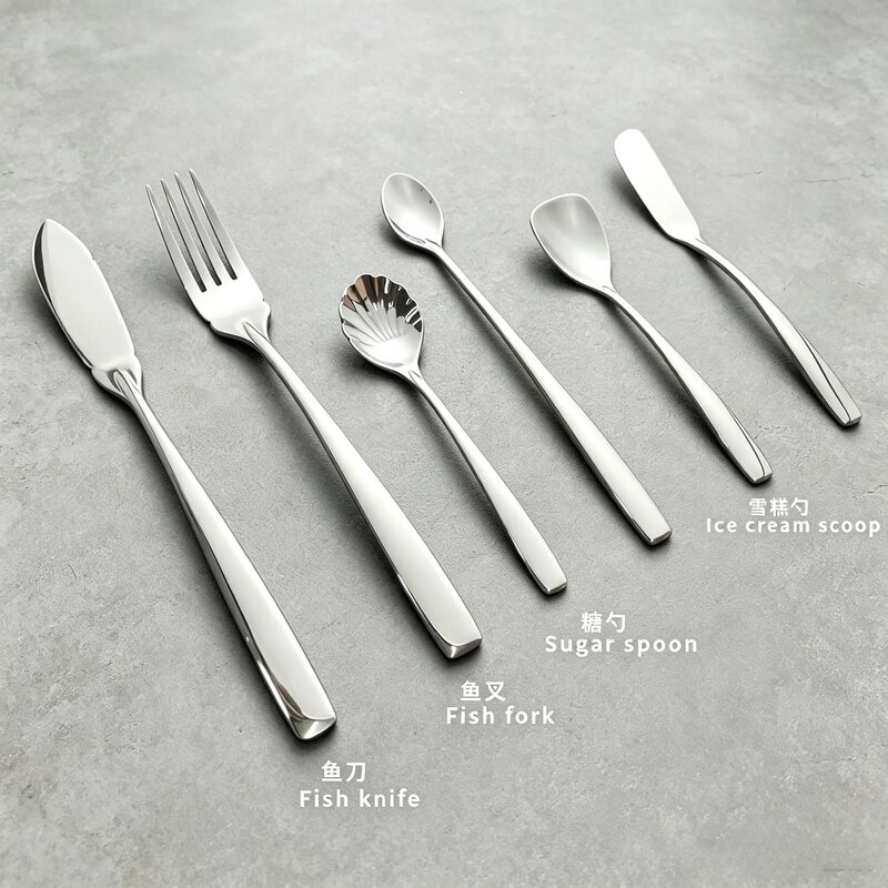 Cross-border stainless steel sugar spoon, western cutlery, fish knife, fish fork, restaurant and hotel supplies, butter knife, household western cutlery set