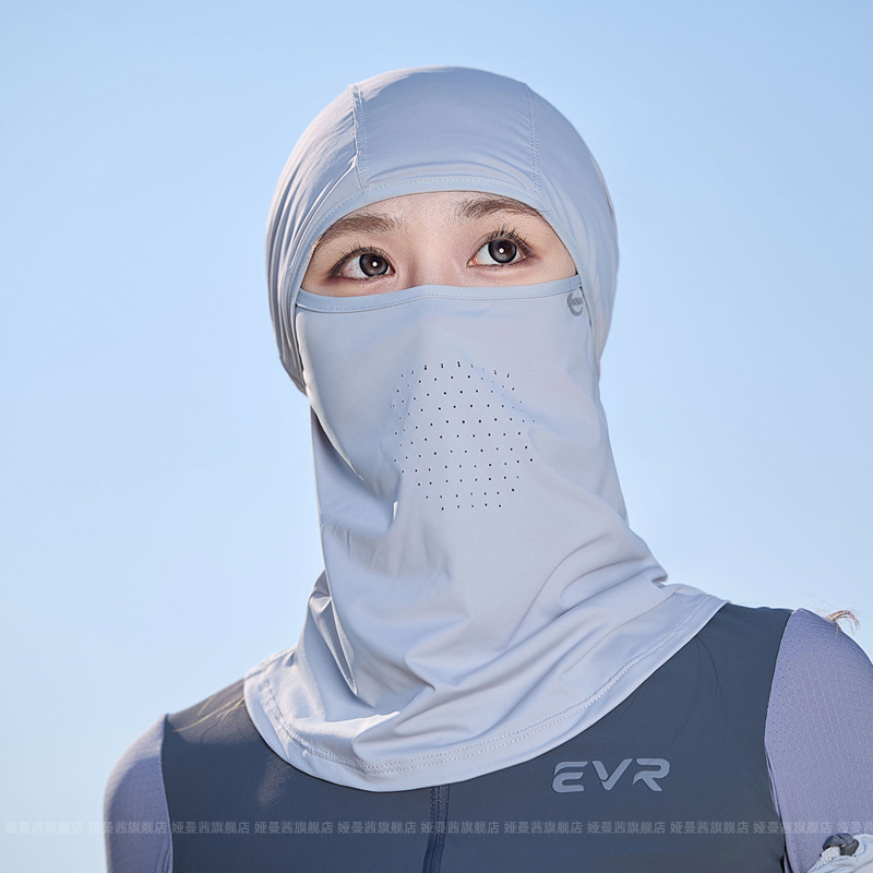 女性用フルフェイス日焼け止め帽子、夏の屋外サンシェード、抗UVアイスシルクヘッドギア、通気性のある薄いネックマスク|undefined
