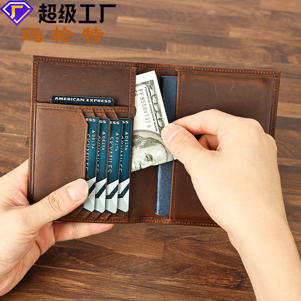 Ví da bò cổ điển Marante da ngựa điên kiểu ngắn nhiều ngăn đựng thẻ — Màu cà phê (da dầu), Màu cà phê (da ngựa điên), Màu cà phê đậm (da ngựa điên), Màu nâu (da ngựa điên)