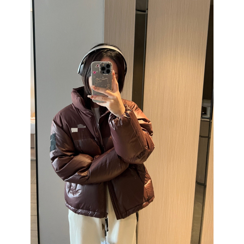 American version 82b short Kendall down jacket with large check pattern, high-waisted, stand-up collar, puffer jacket for petite women, Kendall style