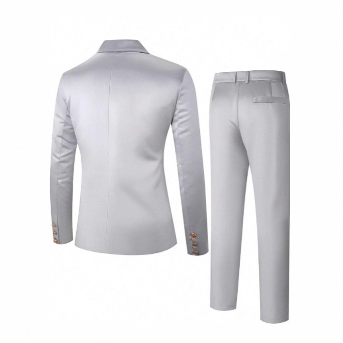 Completo da uomo europeo-americano, giacca e pantaloni, colore argento, nuovo modello 2026, per commercio estero e transfrontaliero, abbigliamento formale da lavoro._voghion.com