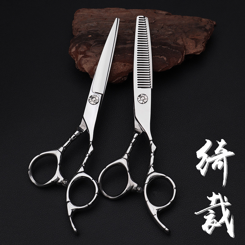 440C钢理发店美发剪刀专业无痕牙剪平剪套装鱼骨剪6寸胖胖剪批发
