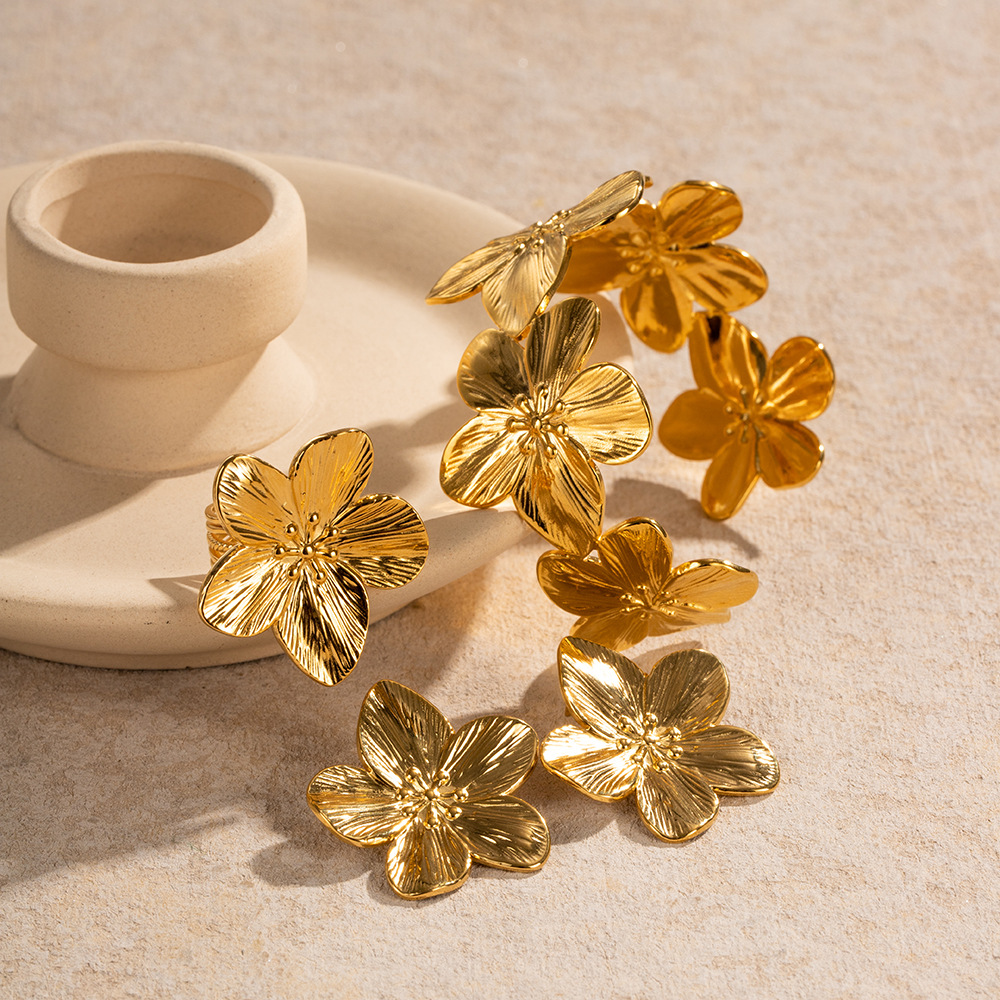 Juego de Joyas de Boda Estilo Europeo y Americano Wanxing, Joyería Versátil de Lujo Ligero con Flores Doradas para Playa, Accesorios de Joyería al por Mayor