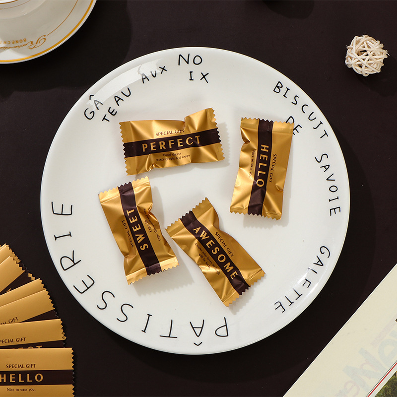 Oro inglés turrón transparente máquina sello bolsa Internet celebridad luz lujo toffee bolsa de embalaje Navidad café bolsa de caramelo