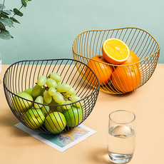 北欧风铁艺水果盘客厅家用茶几零食收纳筐网红轻奢创意果篮盆