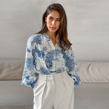 中式立领印花衬衣女2025春季新款气质国风灯笼袖衬衫时尚上衣女装