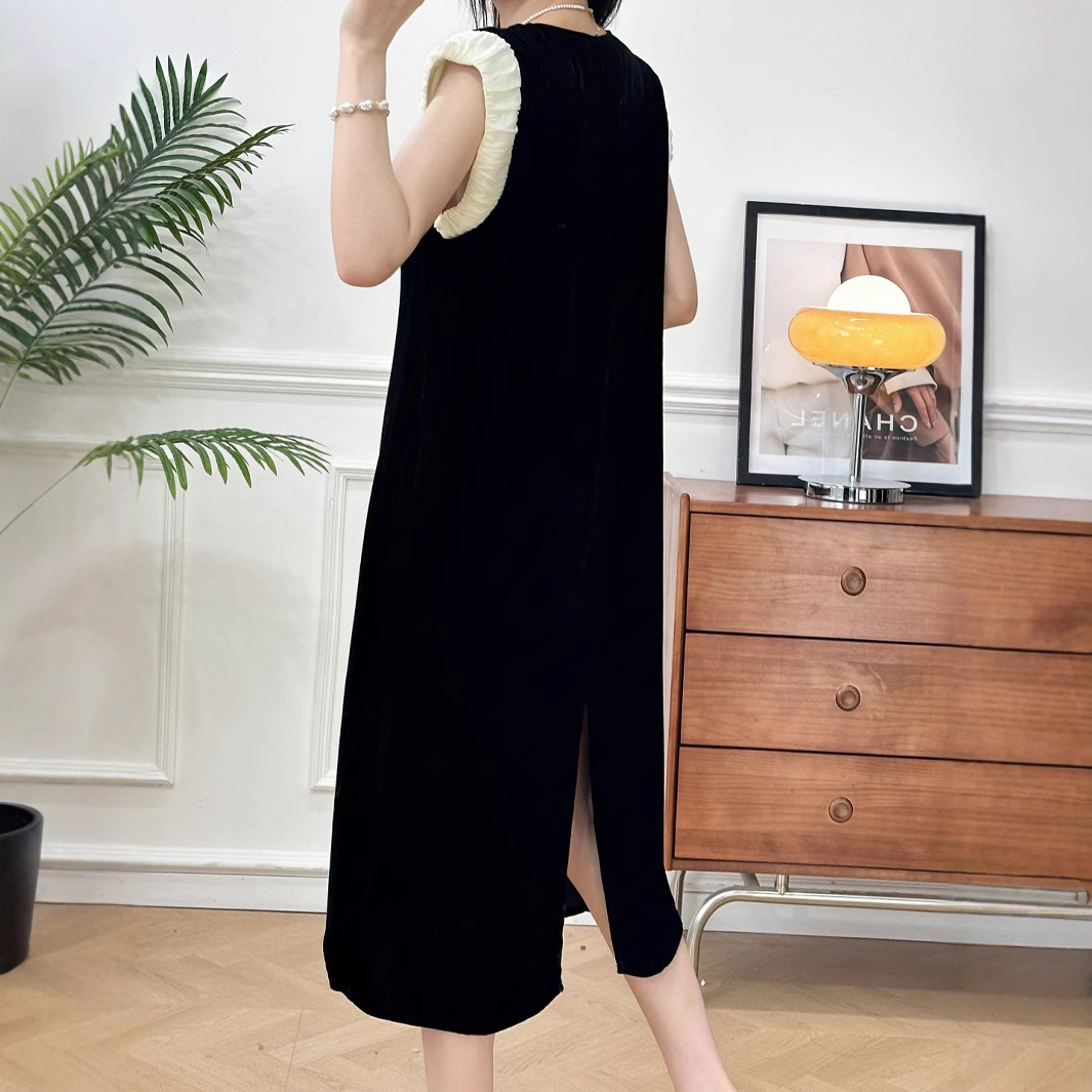 Silk velvet black solid color design summer sophisticated elegant…