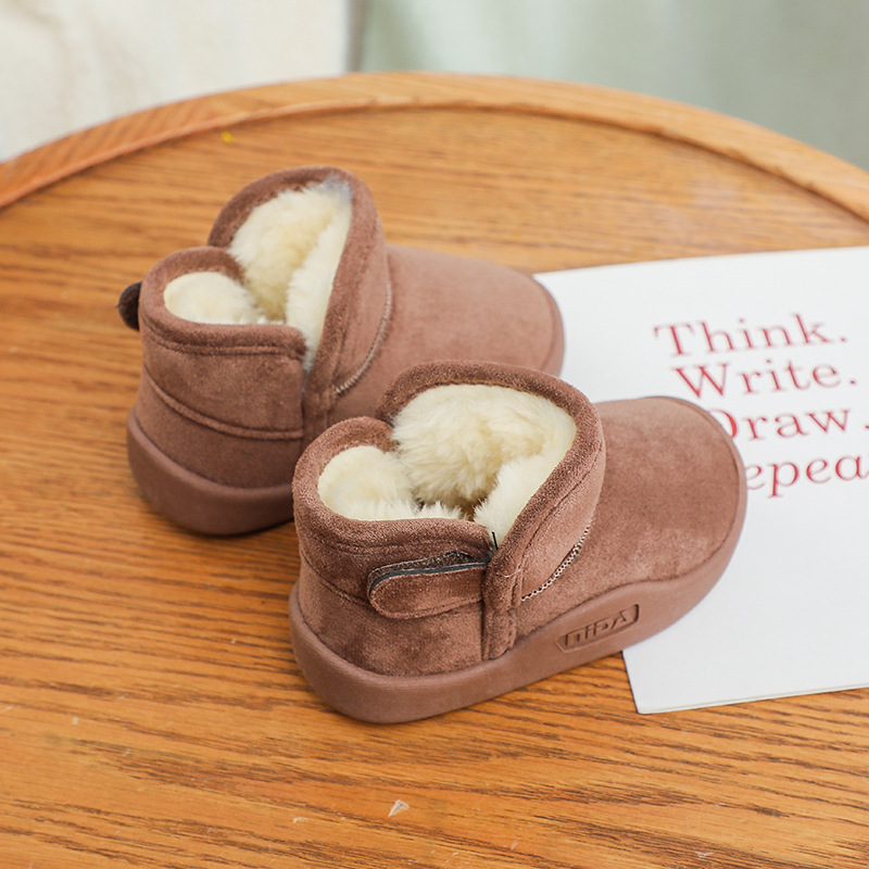 Scarpe invernali per bambini, con suola morbida e spessa, in cotone, con velcro, con parte superiore media, da passeggio_voghion.com