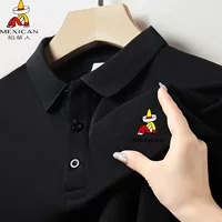 Мужская хлопковая рубашка с коротким рукавом, вышивка, летняя, однотонная, с отложным воротником, для мужчин среднего возраста