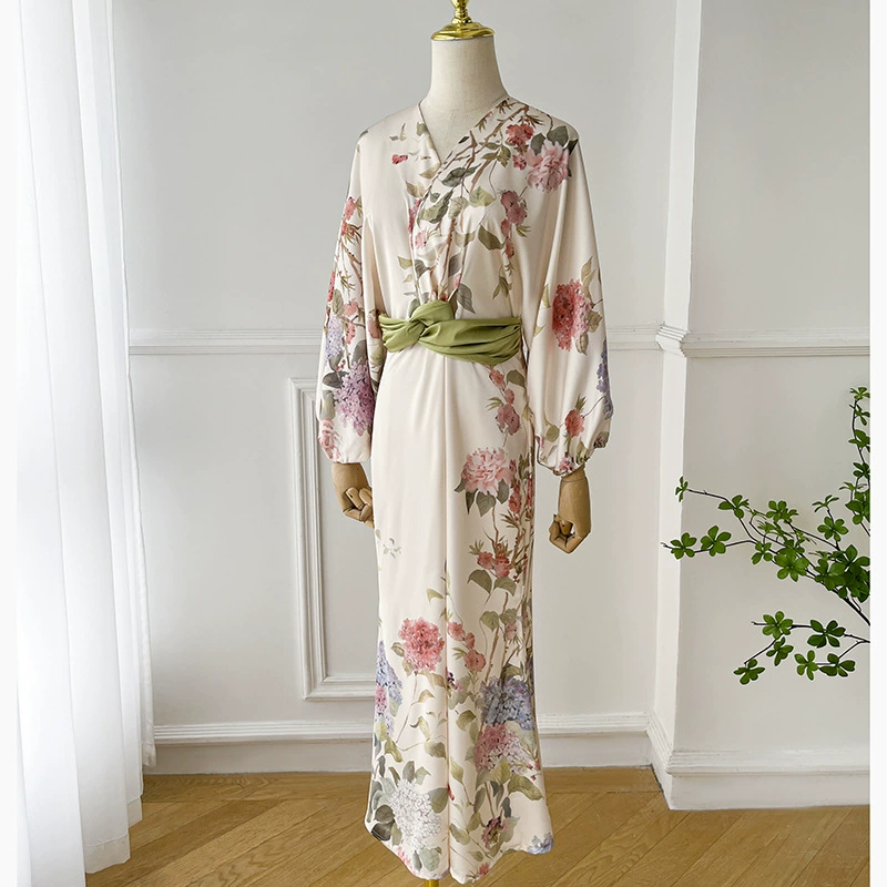 Вечернее платье с японской талией в стиле ретро, эстетическое легкое роскошное нишевое платье высокого класса, темперамент, Шелковый Свадебный утренний халат Showa