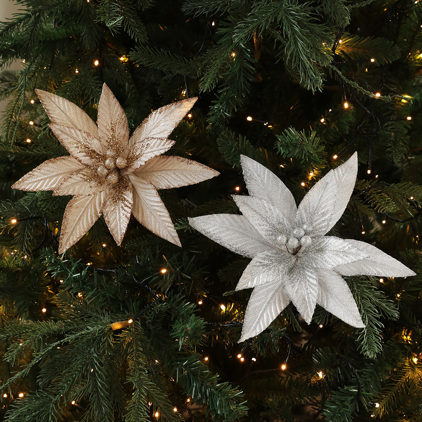 Nuevo producto tela 20CM flor de imitación flor de Navidad flor de sequilla flor de decoración de flores de Navidad guirlandas de caña decoración