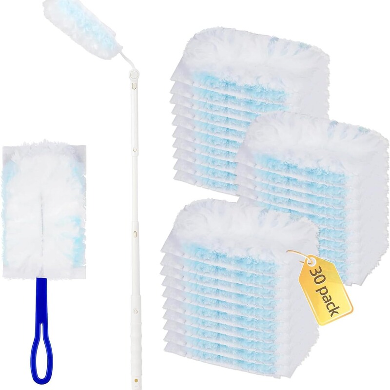 Electrostatic Dust Removal Duster Set for Home and Car, Dust Brush, Feather Duster, Replaceable Core, Multi-Purpose Anti-Static Cleaning