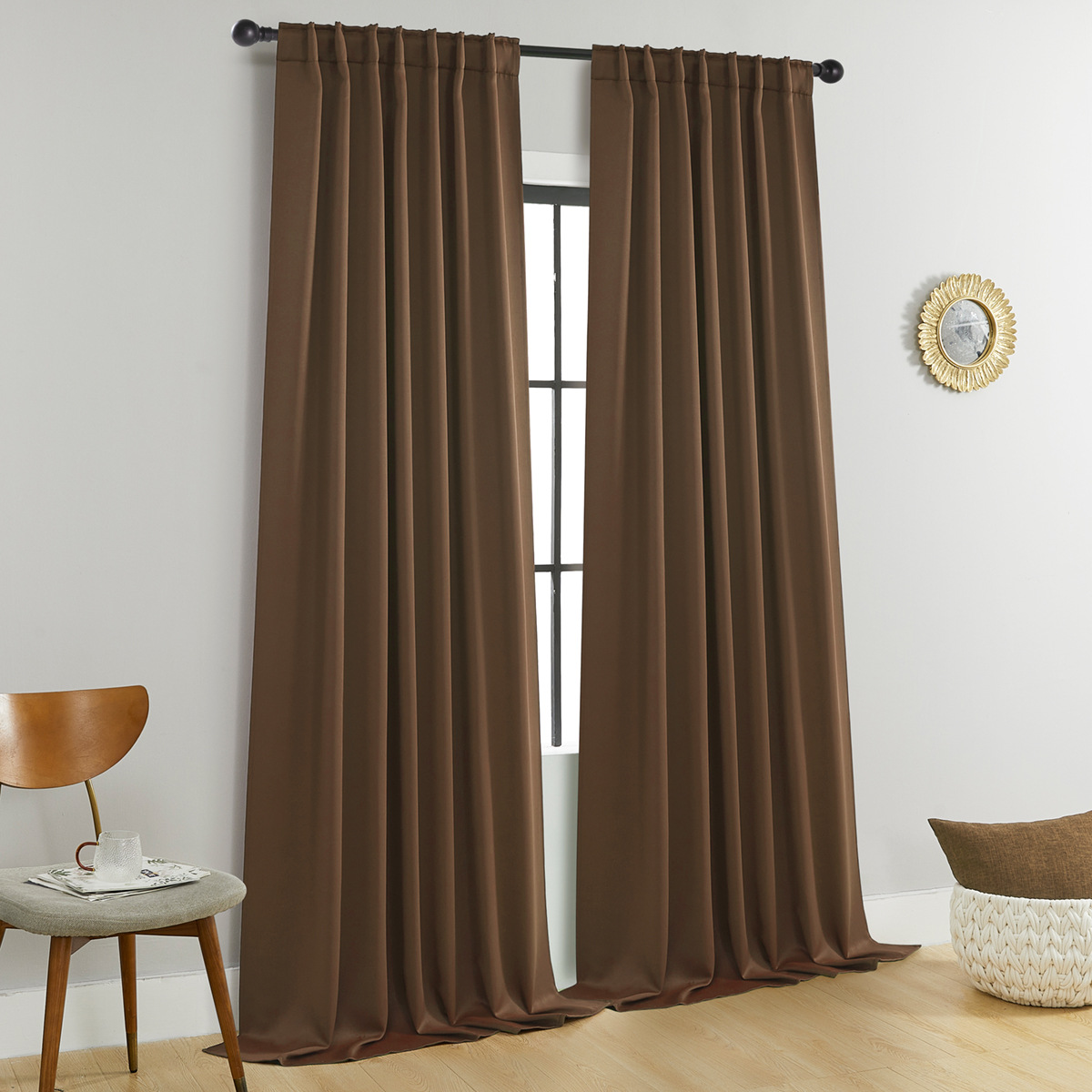 Shaoxing cortina al por mayor Correa transfronteriza bolsa de varilla oscura terminado cortina de alta densidad sombreado completo cortinas de aislamiento térmico