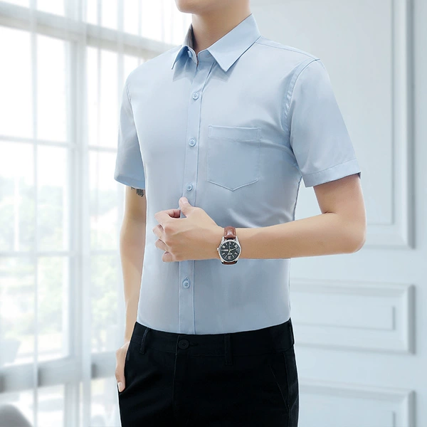 Blue short sleeve mid twill with pockets