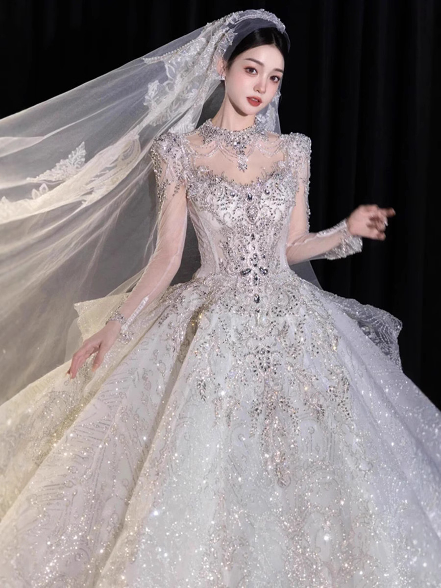 2026 nuevo vestido de boda de novia de alta calidad bordado de perlas vestido de boda de gran tamaño pequeño D116
