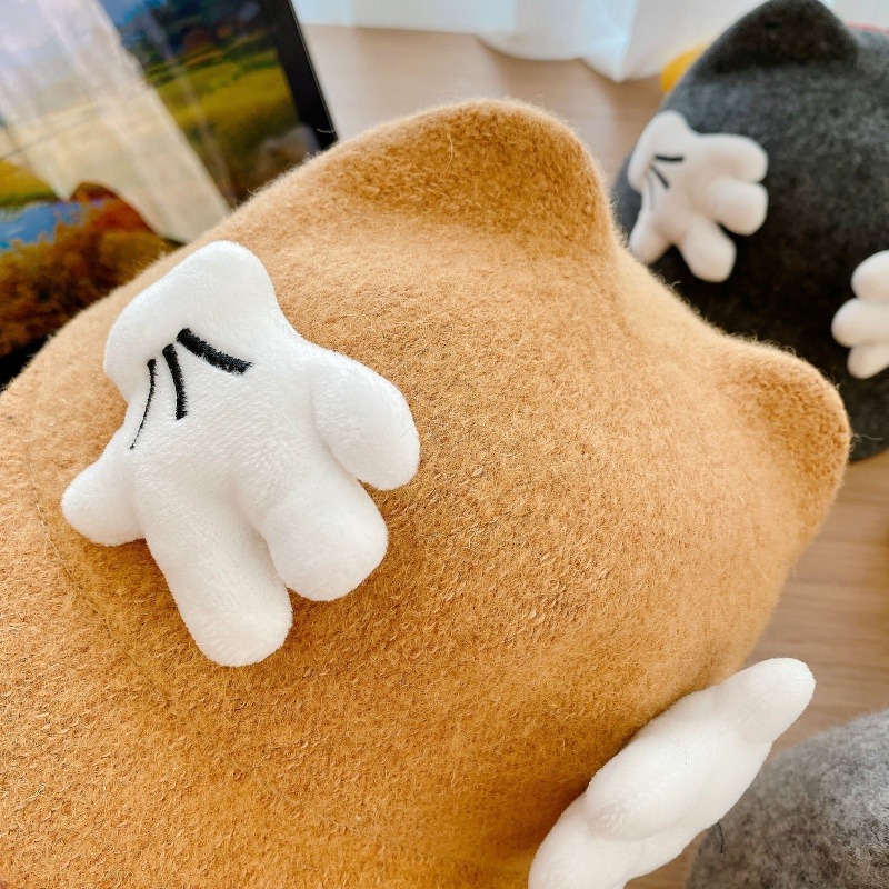 Sombreros para bebés otoño y invierno gorras de caballo de lengua de pato lindas sombreros de sol de Mickey para niños y niñas sombreros de cachemira de invierno