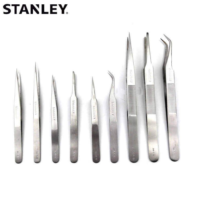STANLEY/史丹利尖头弯头防滑反弹镊子125mm 94-511-23