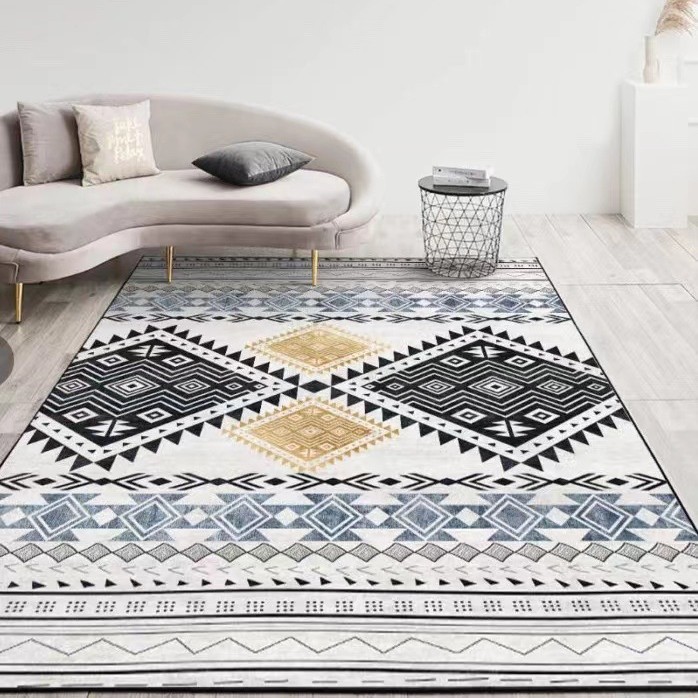 Alfombra geométrica simple, tapete de imitación de cachemira para sala de estar, cobertura completa de gran área, alfombra para dormitorio junto a la cama, tapete para los pies junto a la mesa de centro del sofá