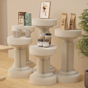 Folding Booth Wedding Dessert Table Assembled Display Stand Cylindrical Roman Column Paper Display Rack Exhibition Island Table