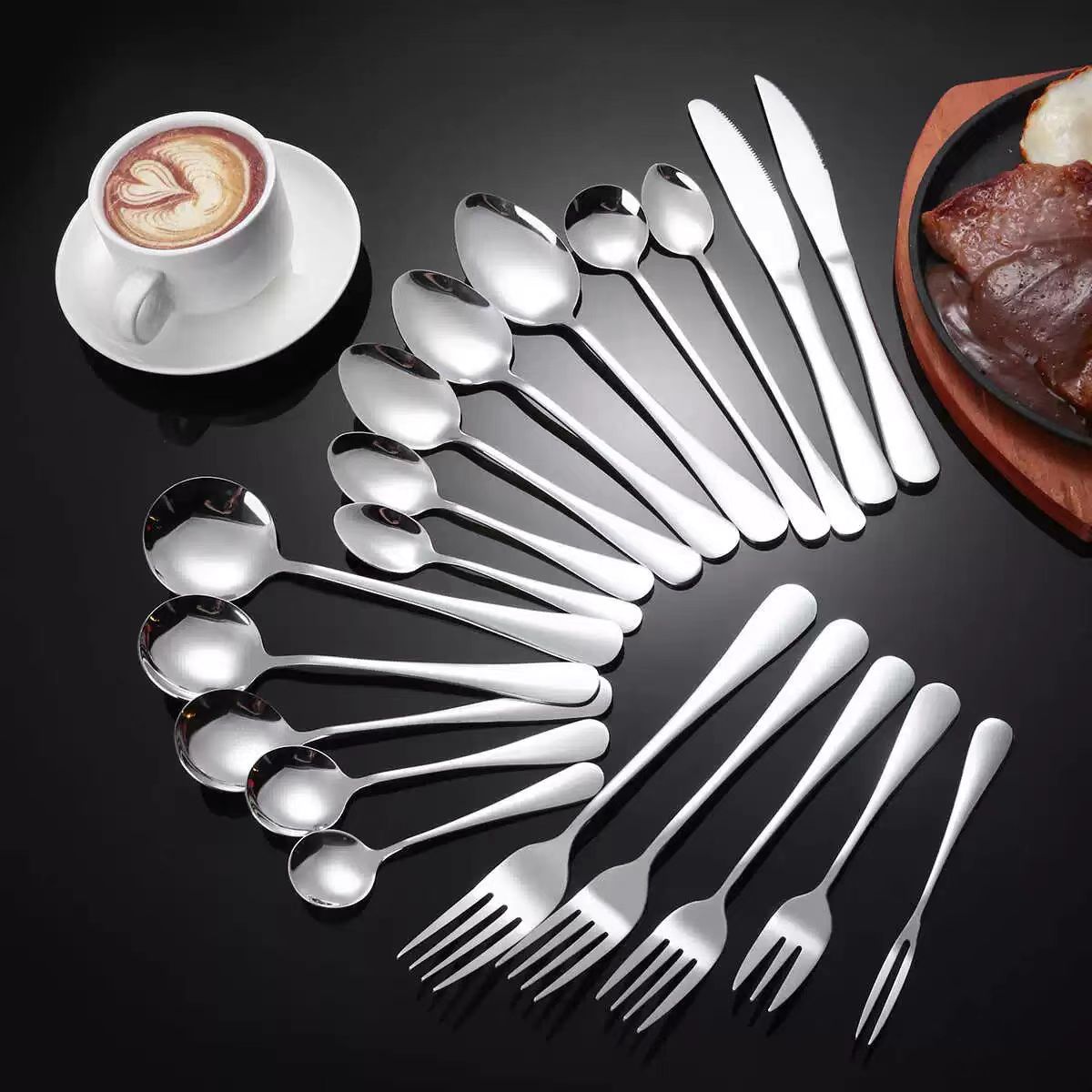 Juego de Cubiertos para Bistec de Acero Inoxidable 410 Diseño Engrosado para Restaurante y Hogar