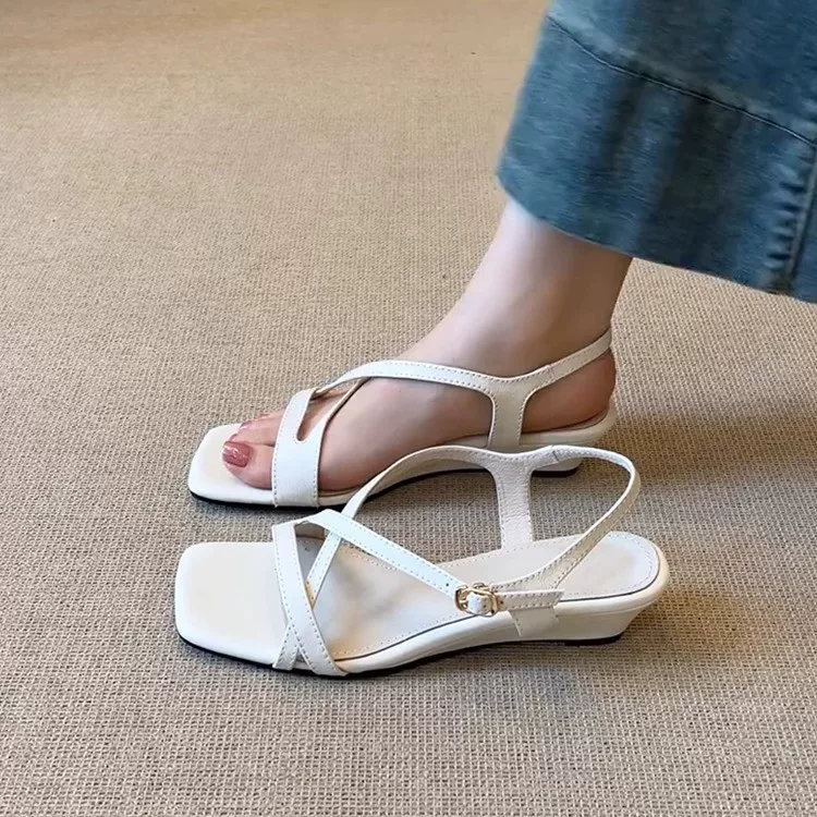 Minimalistic retro universal black sandals with a strap, (Physicals)