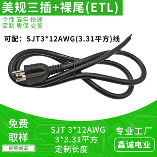 NEMA 5-15P��Ҏ����AC���^�� ETL�J�CSJT 3*12AWG�����Դ����β