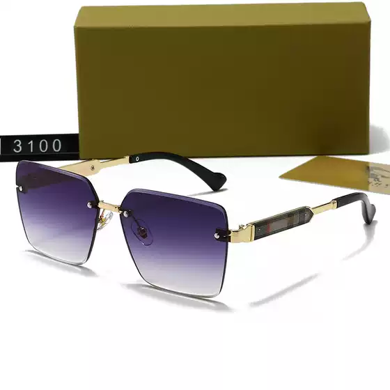 New Women Men Oversized Frame Face Slimming Trendy Rimless Sunglasses Influencer No-Makeup Look Sun Glasses Cross-Border Shades 3100