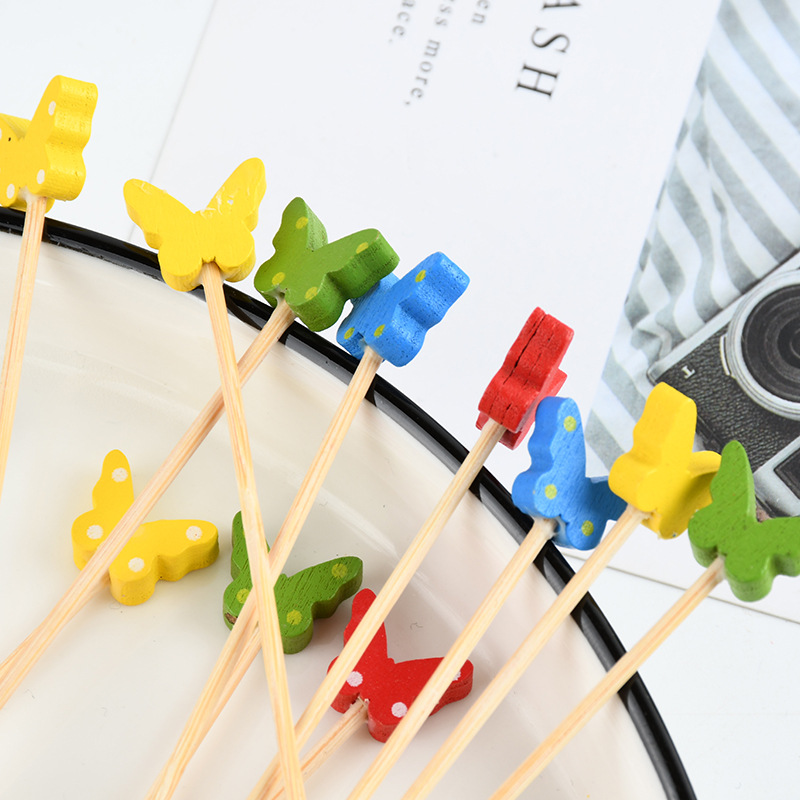 Botones de mariposa hechas a mano pura botones de frutas de cóctel de botones de bambú de bar de restaurantes de hoteles botones de bambú de mariposa al por mayor botones de bambú