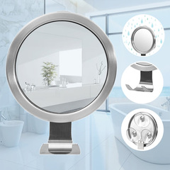 Cross-border bathroom hole-free suction cup anti-fog mirror aluminum alloy with hooks round mirror hotel bathroom decoration mirror