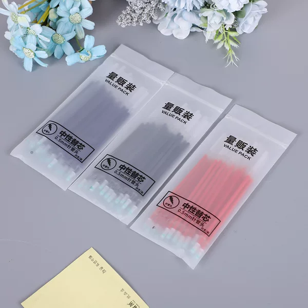 Student Exam Gel Pen Refill 20 Bags Carbon Signature Pen Refill 0.5mm Full Needle Tube Bullet Tip Refill