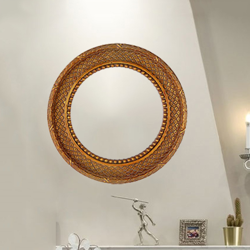 프랑스 스타일 조각 복고풍 골동품 스타일 황금 메이크업 거울 장식 교수형 거울 벽 장식 벽 장식 촬영 소품