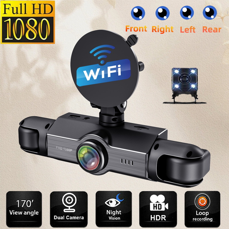 Chezai 4 Lens 1080P Car DVR Night Vision Parking Monitor WiFi (Driving recorder) - front-lens-left-lens-right-lens