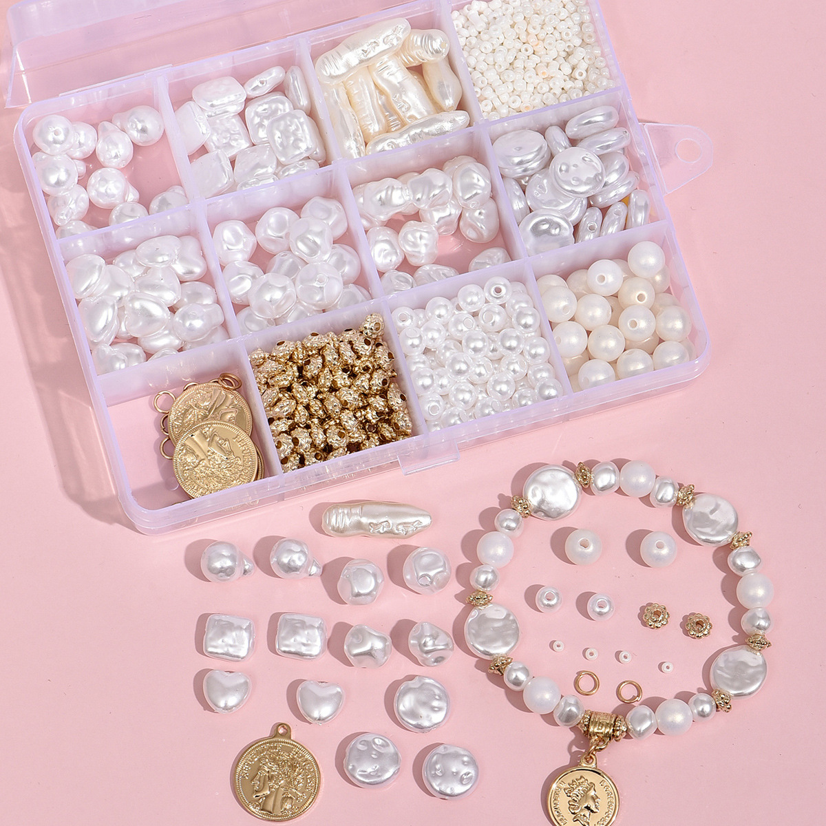 White Pearl Diy Bracelet Material Box 12 Grid Set Accessories Wholesale Nihaojewelry display picture 1