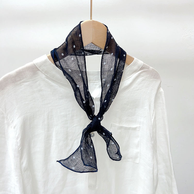 빈티지 비와 이슬 줄무늬 작은 활 넥타이 예술적 모든 경기 여성의 여름 목 보호 스카프 액세서리 작은 실크 스카프 한국 스타일 봄과 가을