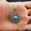 Accessory, turquoise pendant, retro necklace, jewelry, wholesale, European style, boho style