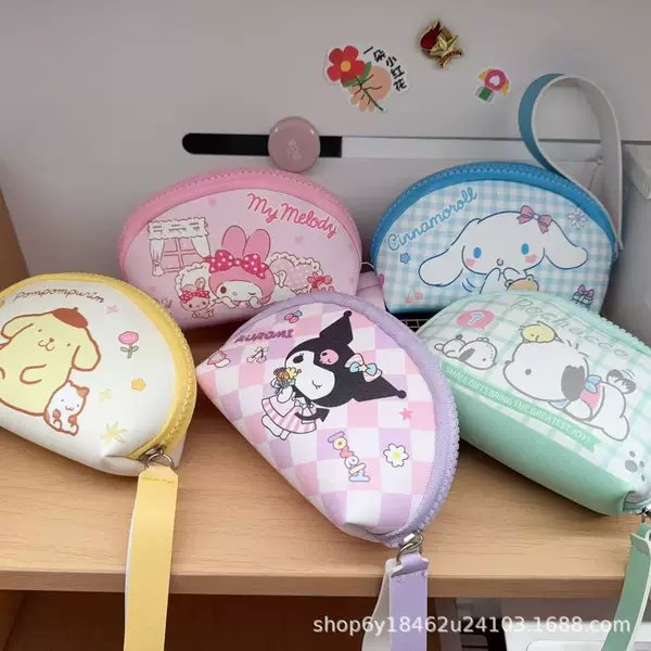 Korean-style cartoon pink rabbit creative small wallet, simple and exquisite, suitable for claw machine prizes, student storage coin purse