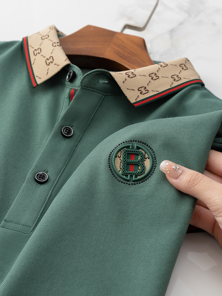 Primavera y verano nuevo estilo camiseta de manga corta cola fina gran marca comercio exterior negocios ocio papá hombre de mediana edad polo de color sólido hombre