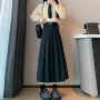 高腰宽松新款百褶伞裙