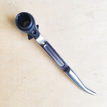 源头工厂OEM尖尾棘轮扳手40CRV套筒19*21mm型号可选弯尾银色