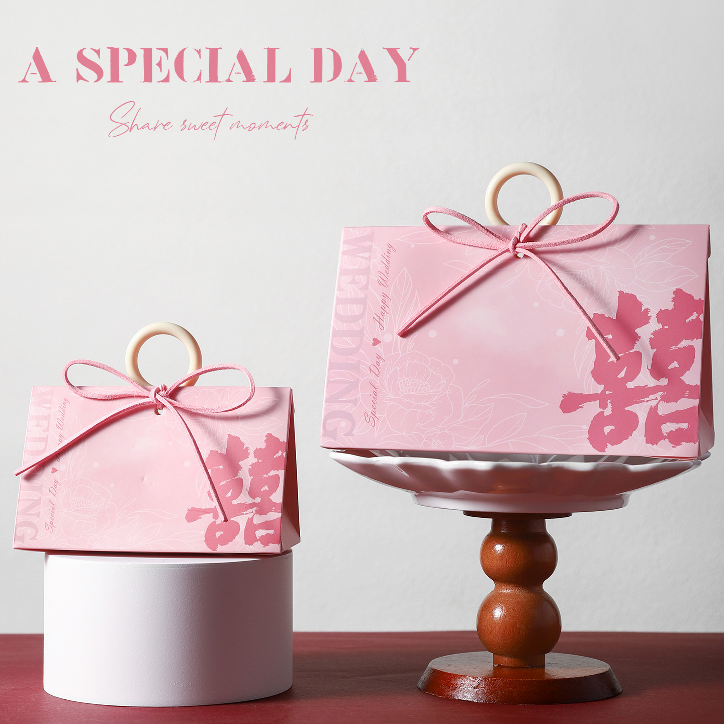 2505 horizontal pink + suede rope + ring