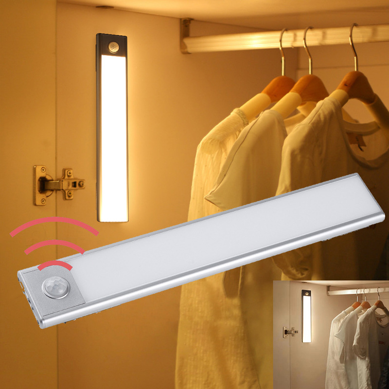 Ultra-Thin Smart Wardrobe Wine Cabinet Light 39Led Night Light Human Body Infrared Sensor Magnetic under Cabinet Light Bedroom Lamp