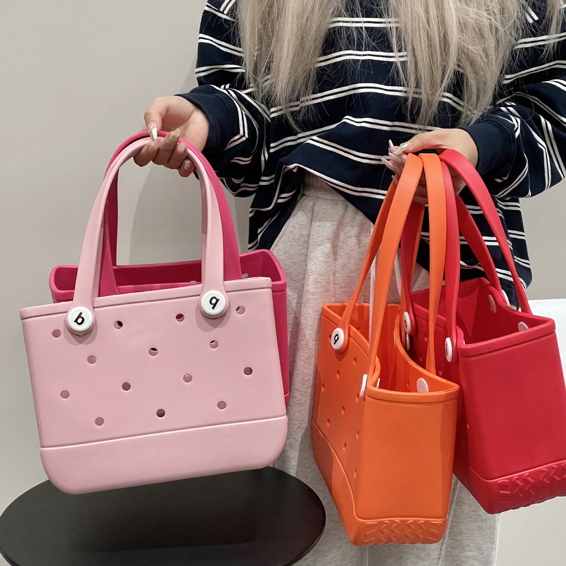 840g Weight Open Closure Type Double Handle Strap Type Tote Bag Bags Type Casual Occasion EVA Material Solid Color Pattern Spring&Summer Season Women's Gender Streetwear Style Square Shape Medium Size Women's Medium EVA Solid Color Streetwear Square Open Tote Bag 1