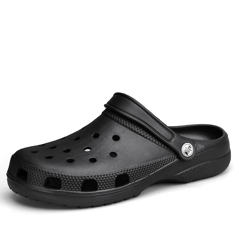 Модные универсальные тапочки в стиле Crocs для мужчин и женщин, пляжная мюля, для любимого, плюс размер, закрытый носок