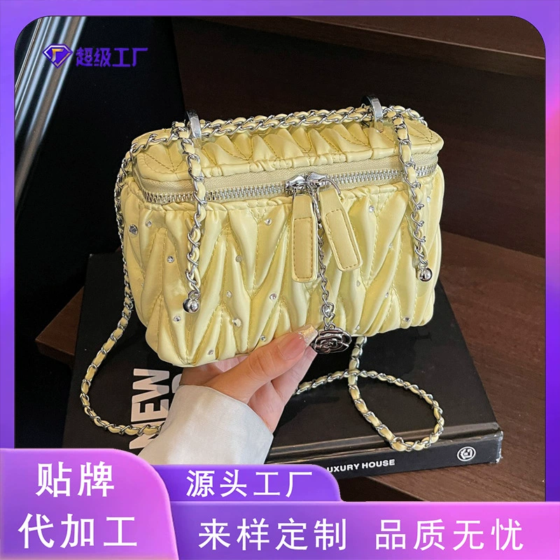 Женская сумка-клатч из твида с стеганой цепочкой и ромбовидным узором, модная новинка 2025 года, маленькая квадратная сумка, простая сумка через плечо, кроссбоди