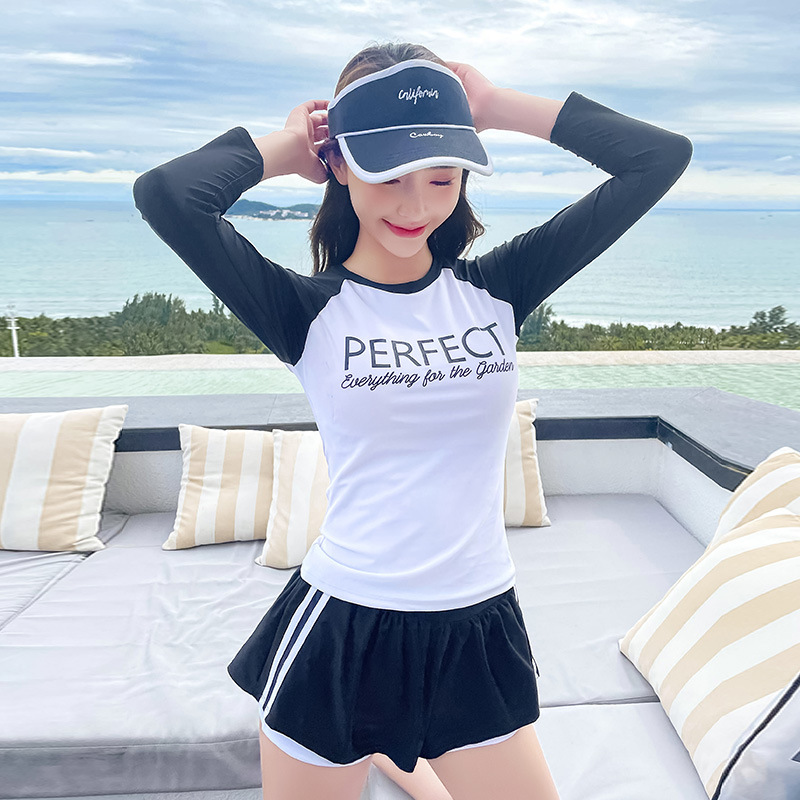 分體泳裝女士新款兩件套韓版ins風學生度假顯瘦小胸聚攏泳衣批發